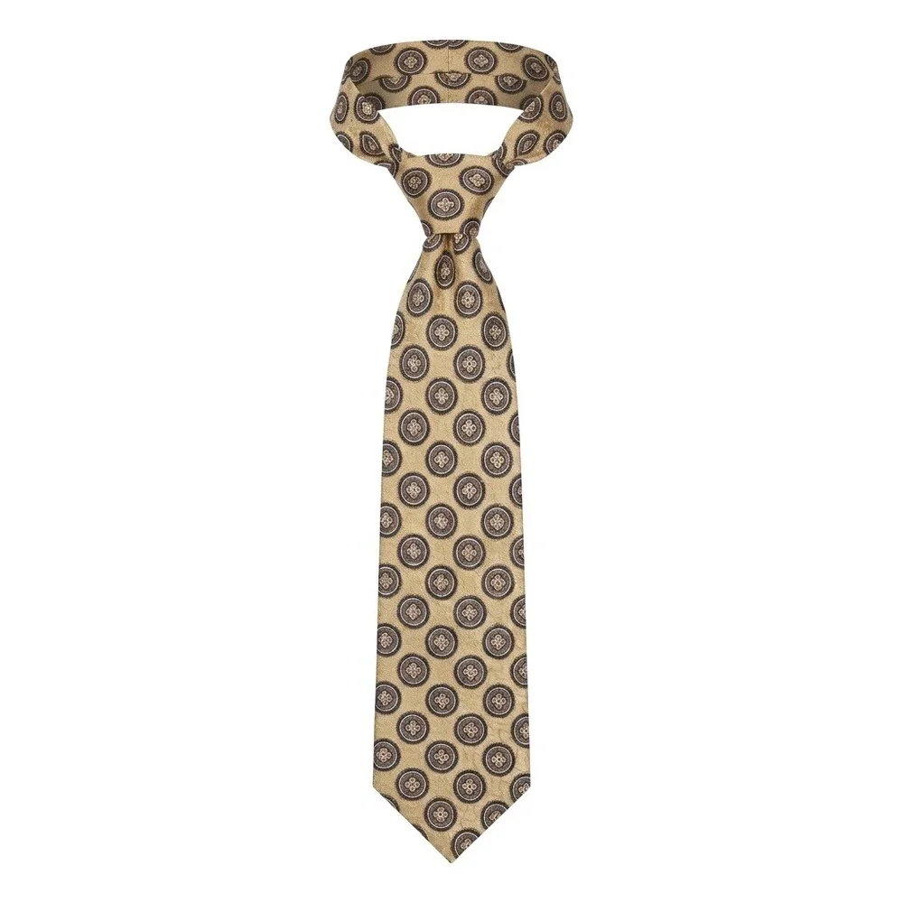 Jos. A. Bank Executive Collection Gold Medallion Silk Tie Geometric Mens 58x4